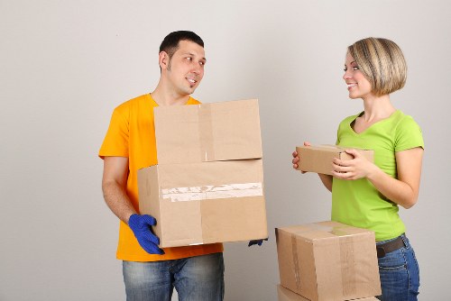Organised moving boxes ready for home or office relocation in Rotherhithe